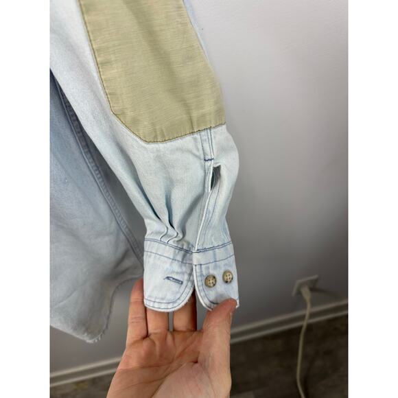 Vintage Woolrich Denim Lightwash Shirt Elbow Pads Size XL Western Utility - Picture 9 of 12